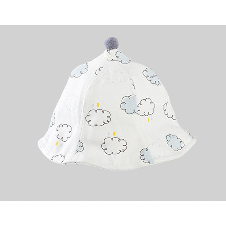 Palarie de Protectie pentru Bebelusi, Vivimall, Model cu Norisori Albastri, Pescareasca, de Primavara si Toamna, cu Masca si Fermoar, 45 cm, pentru 3-6 Luni, Bleu