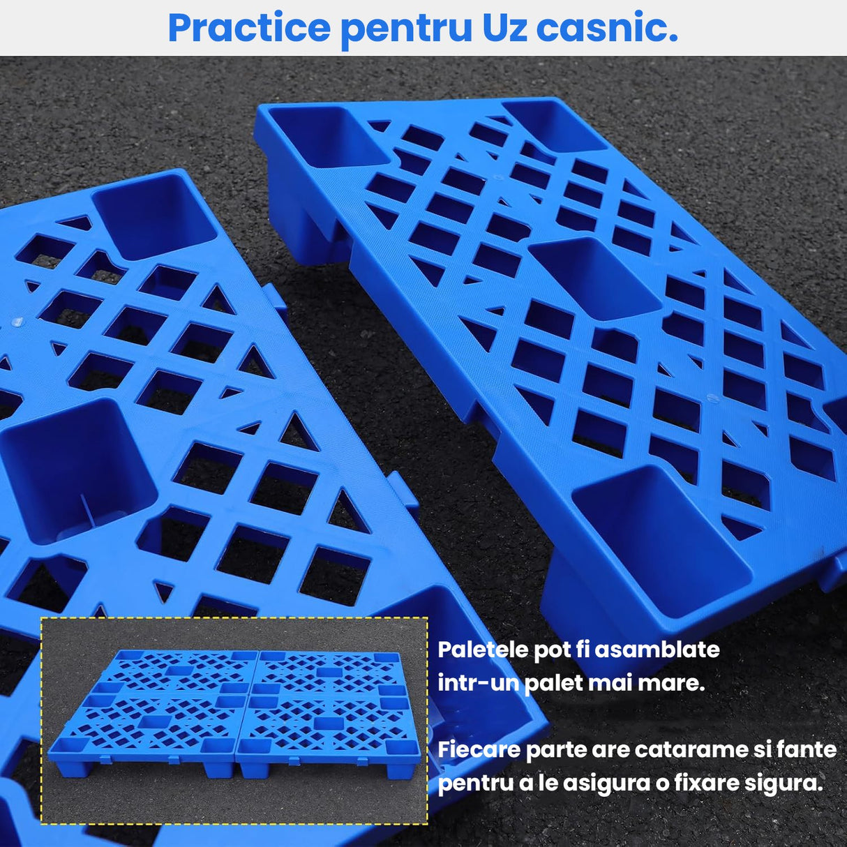 Detaliu grilă îngroșată palet plastic Flippy 40x40 cm pentru depozit și logistică