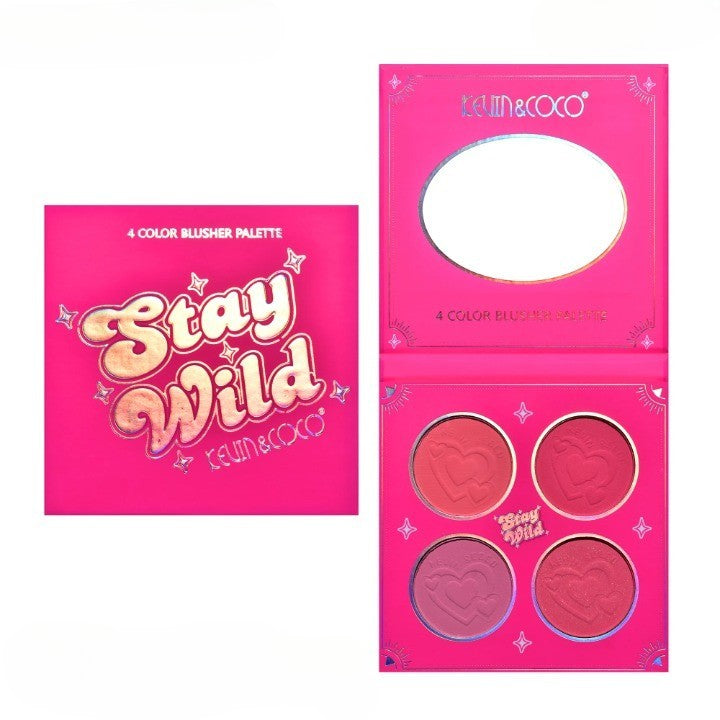 Paleta de Blush, KEVIN&COCO, 4 Culori Stay Wild, 12.2 x 12.2 x 0.9 cm - vivimall.ro