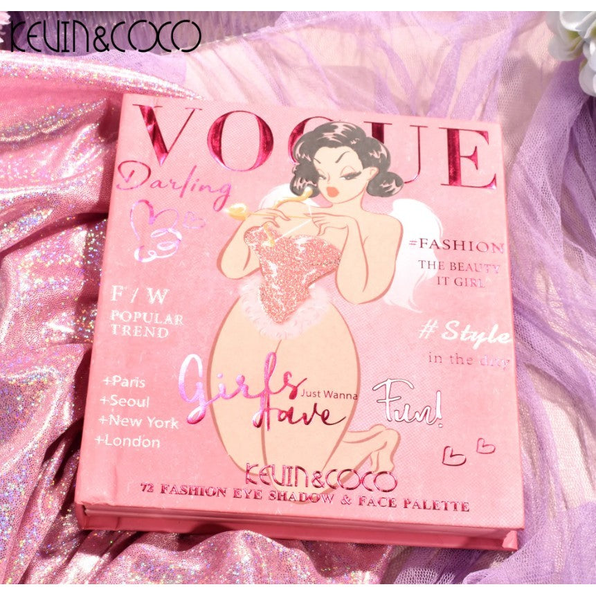 Paleta de Farduri Kevin&Coco, 72 culori, Stil Carte, 3 Straturi, Pudra Compacta, Clasic, Fara Sulfati, 14 x 14 cm, 90 g, multicolor - vivimall.ro