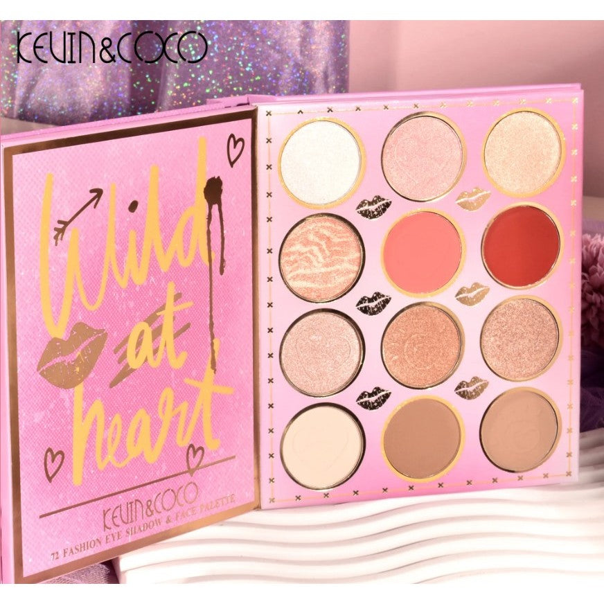 Paleta de Farduri Kevin&Coco, 72 culori, Stil Carte, 3 Straturi, Pudra Compacta, Clasic, Fara Sulfati, 14 x 14 cm, 80 g, multicolor - vivimall.ro