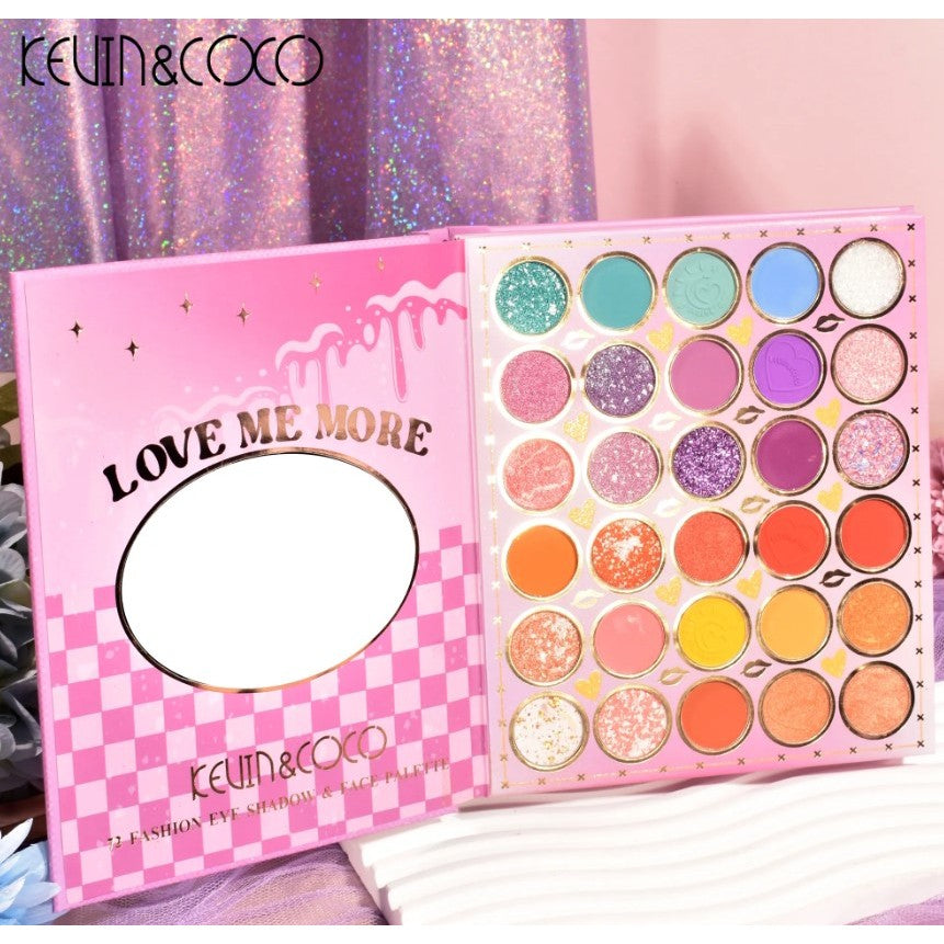 Paleta de Farduri Kevin&Coco, 72 culori, Stil Carte, 3 Straturi, Pudra Compacta, Clasic, Fara Sulfati, 14 x 14 cm, 80 g, multicolor - vivimall.ro