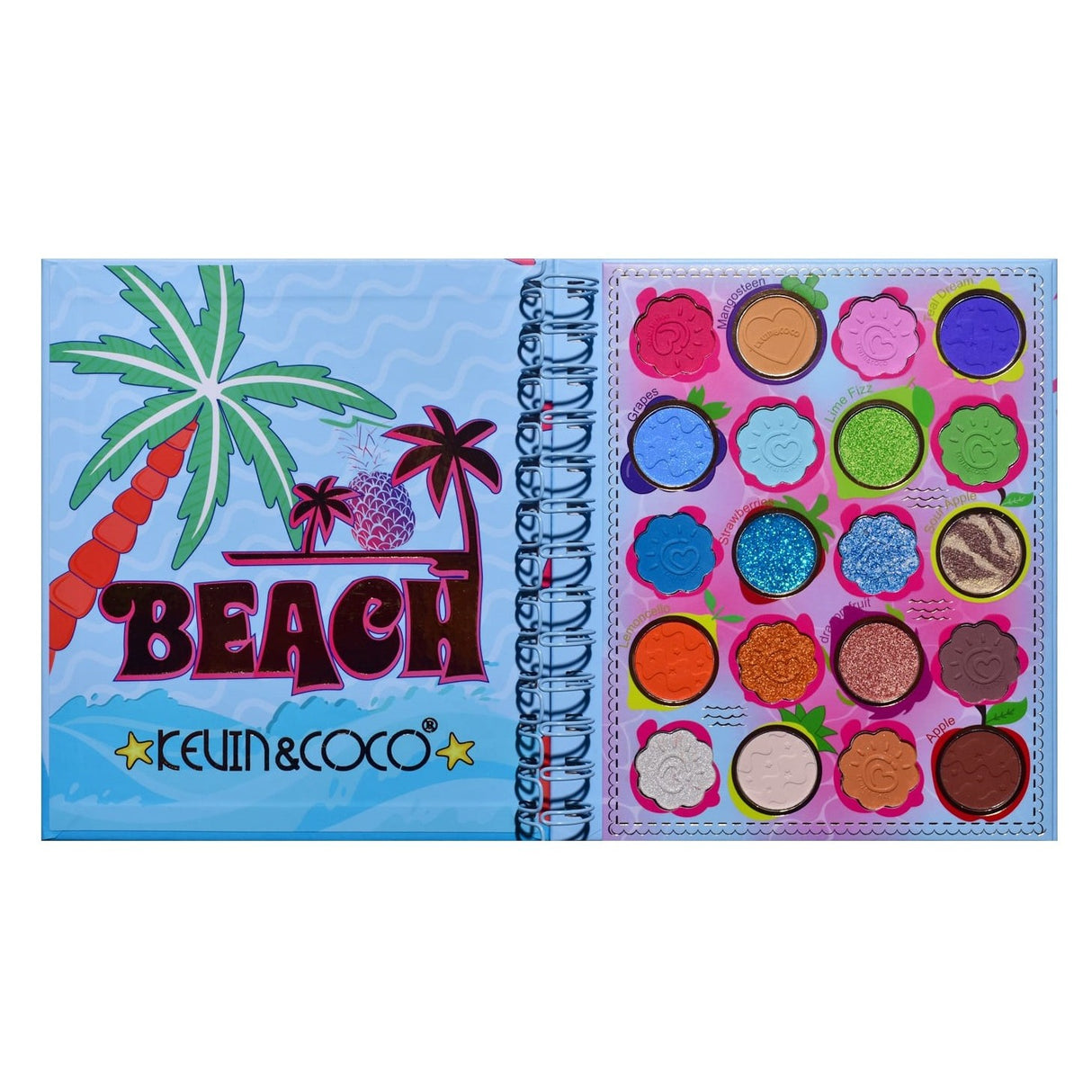 Palete de Machiaj, KEVIN & COCO, Colour Fruit Party, Fard de Pleoape, 20 culori, 15.3 x 17.4 x 1.2 cm - vivimall.ro