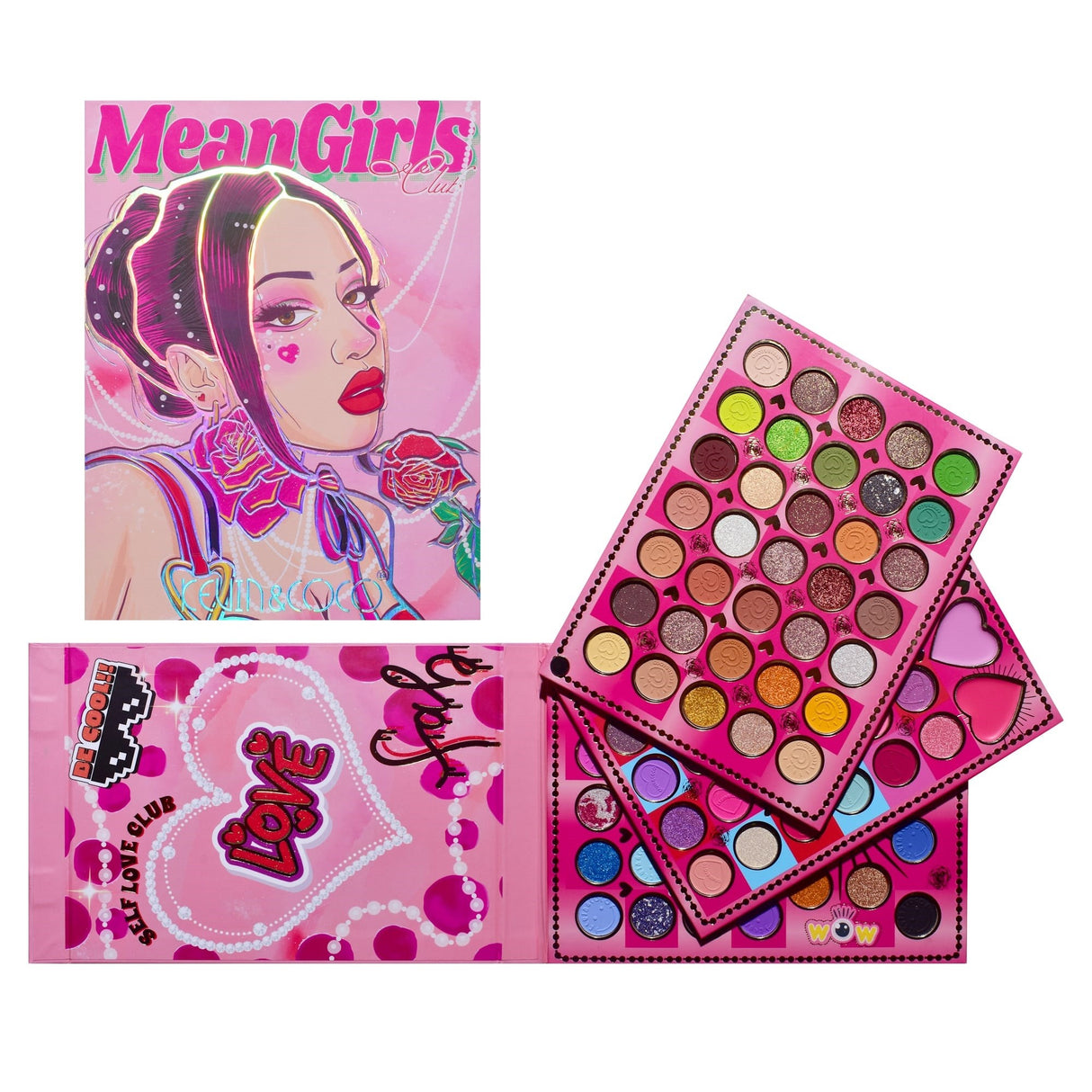 Trusa De Machiaj, Kevin & Coco, Mean Girl Rose, Fard De Pleoape, Iluminator, Blush Cremos, 97 Culori, 21 X 15.7 X 2.4 Cm - vivimall.ro
