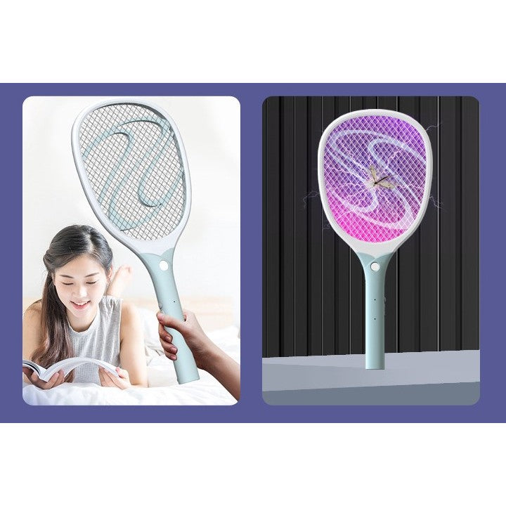 Paleta Electrica pentru Tantari, Muste sau Insecte LED, Vivimall, Reincarcabila, Incarcare USB, Plastic, Casa si Gradina, Anti-insecte, Alb-Albastru - vivimall.ro