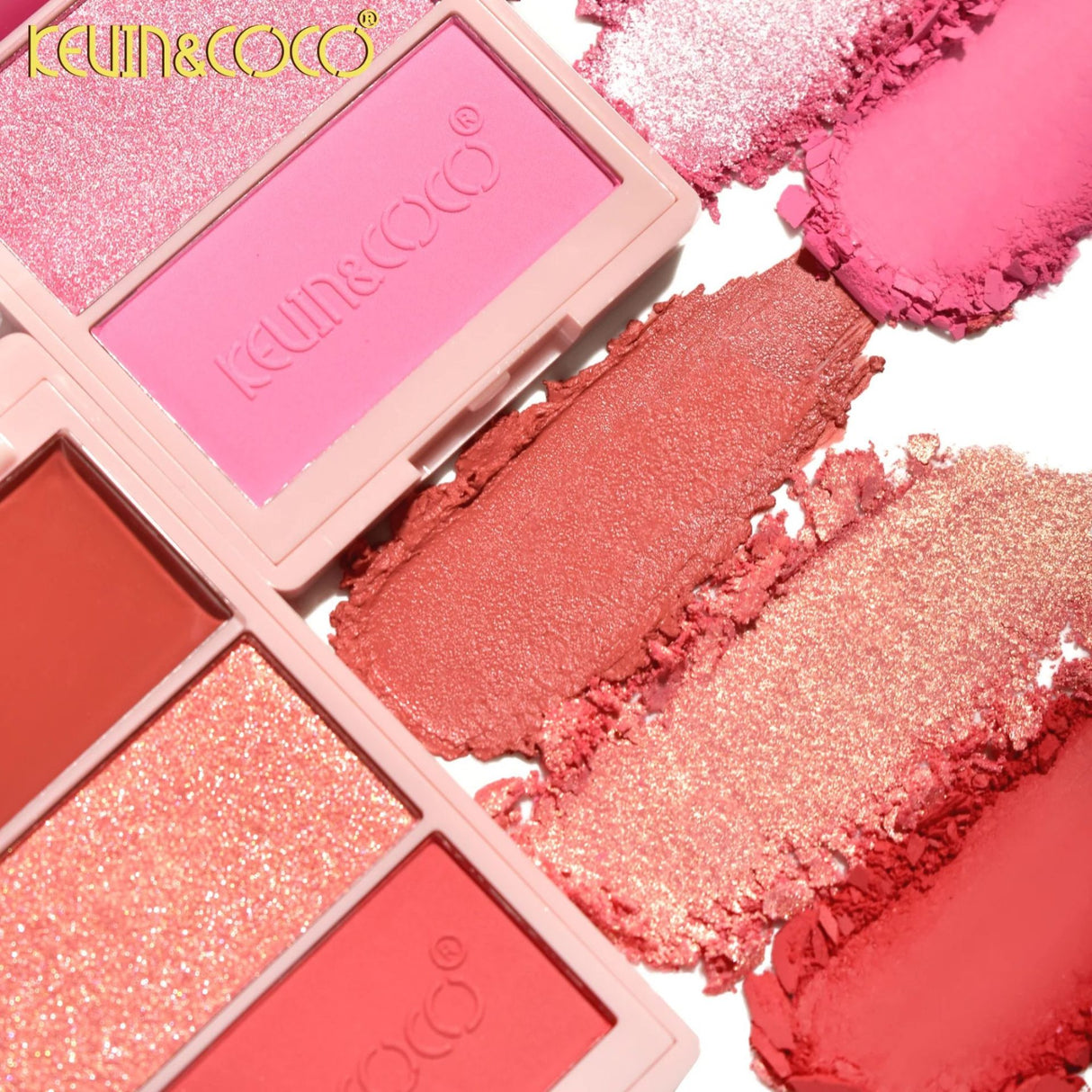 Paleta Kevin&Coco Coco Bear aplicată pe ten, efect natural radiant, look soft glam