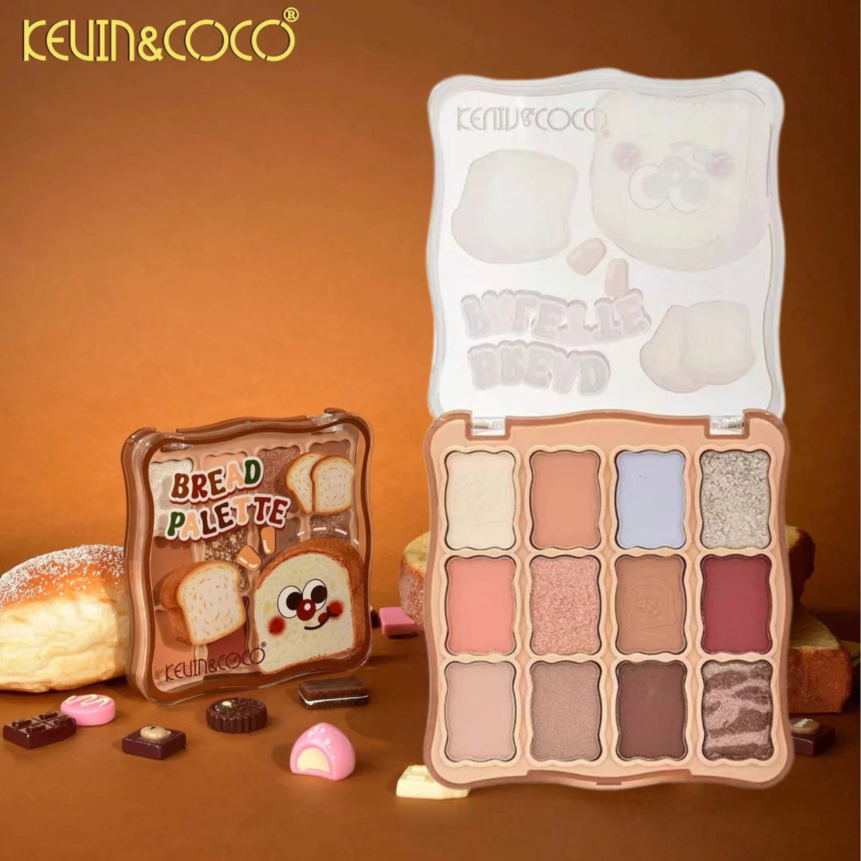 Paleta Farduri de Ochi, Kevin&Coco, Fard de Pleoape, 12 Nuante, Finisaj Mat, Shimmer, Textura Catifelata, Pigmentare Intensa, pentru Toate Tipurile de Ten, 82.7 g, 9.3 x 1.7 x 9.4 cm, Soft Nude - vivimall.ro