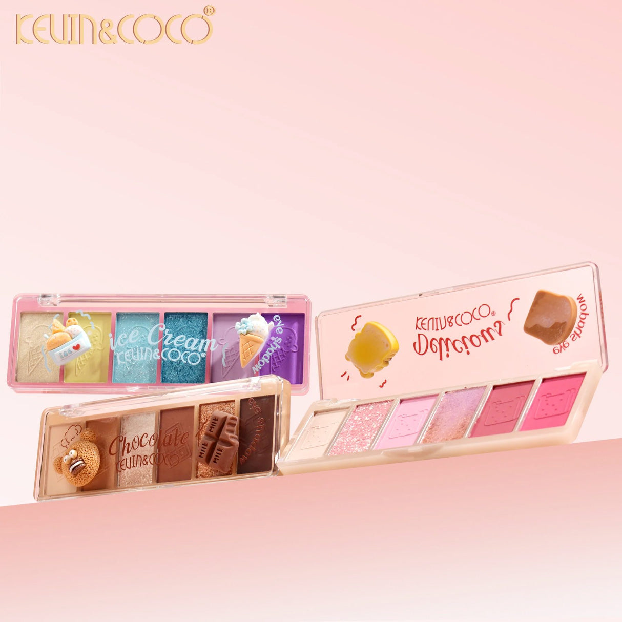Paleta Farduri de Pleoape, Kevin&Coco, Paleta pentru Machiaj, 6 Nuante, Model Delicious, Mate si Sidefate, 13.5x4.4x2 cm, Multicolor