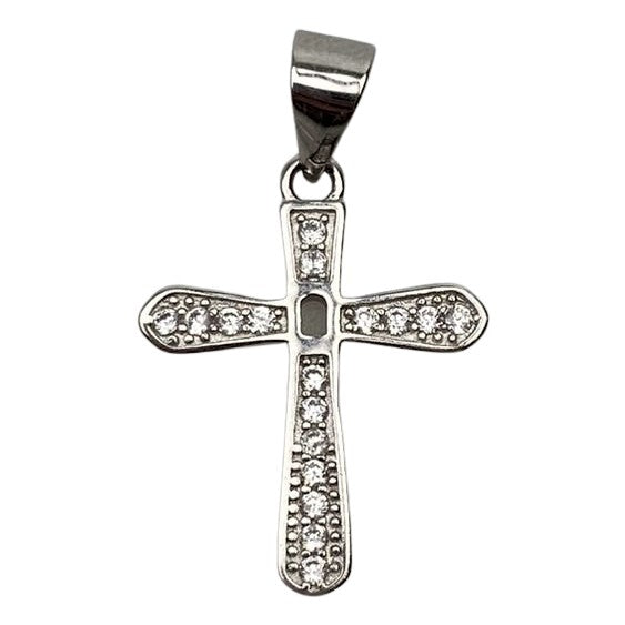 Pandantiv Argint 925 Cruce Rodiata cu Zirconii - vivimall.ro