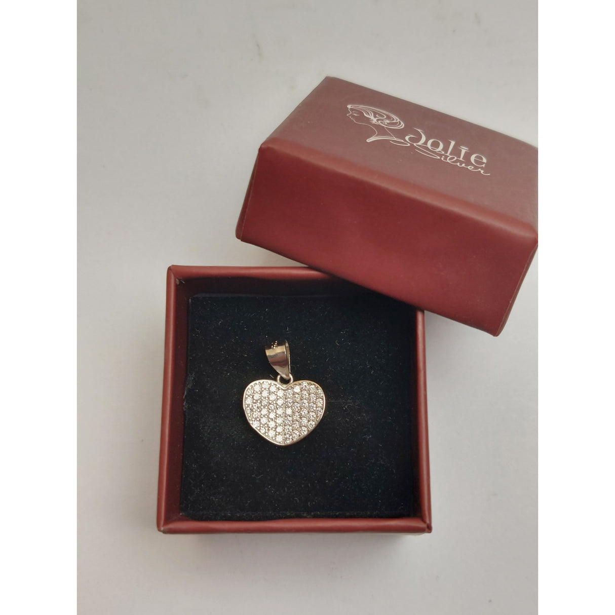 Pandantiv, Jolie Silver, Argint 925, Model Inima Carte, 1.1 G, 1.1 x 1.3 Cm - vivimall.ro