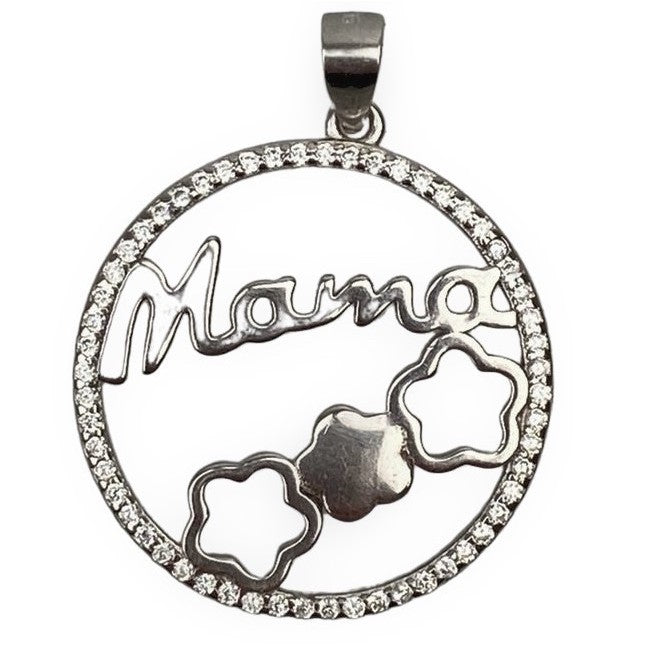 Pandantiv, Jolie Silver, Argint 925, Model Mama (cerc cu flori), Zirconiu, 22 x 22 mm, 3 g - vivimall.ro