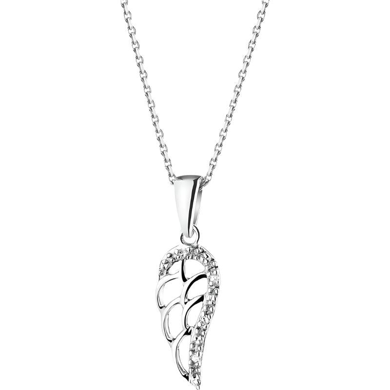 Pandantiv, Jolie Silver, Argint 925, Model Aripa cu Pietre, 1.1 g, 25x10 mm - vivimall.ro