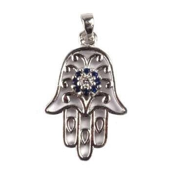 Pandantiv din Argint 925 Hamza cu pietre Albastre - vivimall.ro