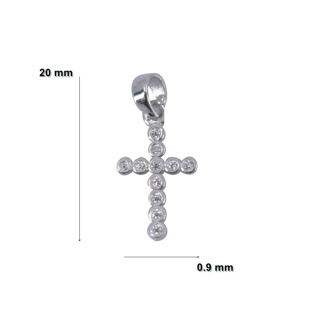 Pandantiv din Argint 925 Jolie Silver, Model Cruce cu Zirconii, 20 x 0.9 mm, 0.5 g - vivimall.ro