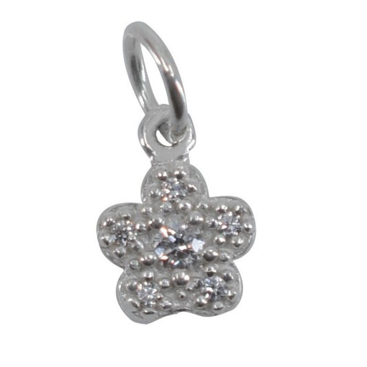 Pandantiv din Argint 925, Jolie Silver, Model Floare Cu Pietre, 0.9 g, 1 x 1 cm, Alb - vivimall.ro