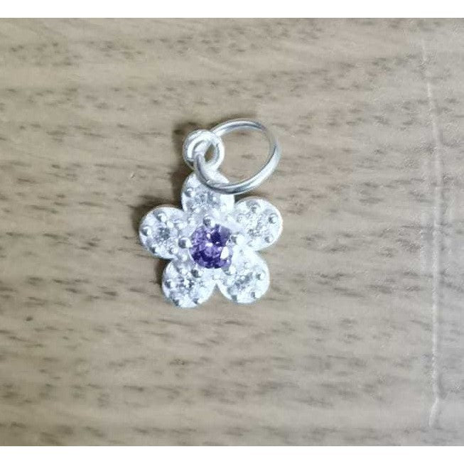 Pandantiv din Argint 925, Jolie Silver, Model Floare Cu Pietre, 0.9 g, 1 x 1 cm, Mov - vivimall.ro