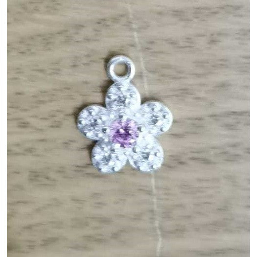 Pandantiv din Argint 925, Jolie Silver, Model Floare Cu Pietre, 0.9 g, 1 x 1 cm, Roz - vivimall.ro
