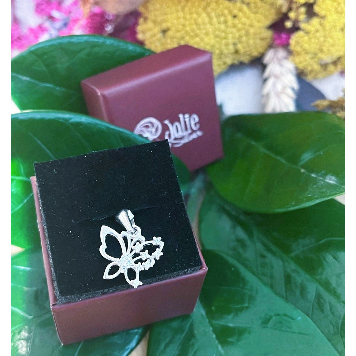 Pandantiv din Argint 925 Jolie Silver, Model Fluturas Rodiat cu Zirconii, 20 x 15 mm, 1.6 g - vivimall.ro