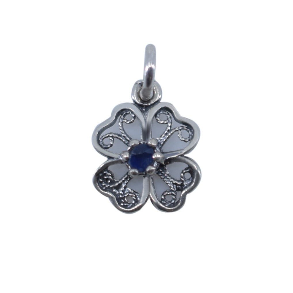 Pandantiv din Argint 925 Trifoi Filigran cu Piatra - vivimall.ro