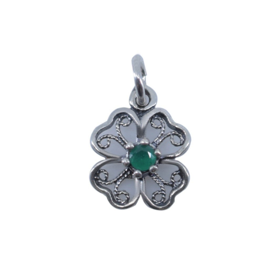 Pandantiv din Argint 925 Trifoi Filigran cu Piatra - vivimall.ro