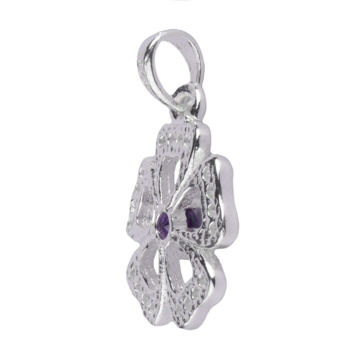 Pandantiv Floare cu Pietre, Argint 925, 1.8 cm x 1.2 cm - vivimall.ro