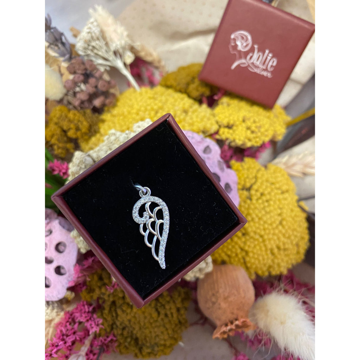 Pandantiv, Jolie Silver, Argint 925, Model Aripa cu Pietre, 1.1 g, 25x10 mm - vivimall.ro