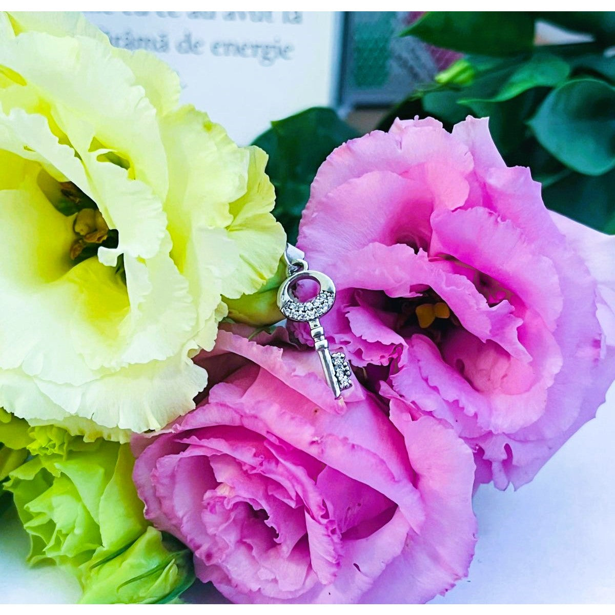 Pandantiv, Jolie Silver, Argint 925, Model Cheie Rodiata cu Pietre, 25 x 8 mm, 1.2 g - vivimall.ro