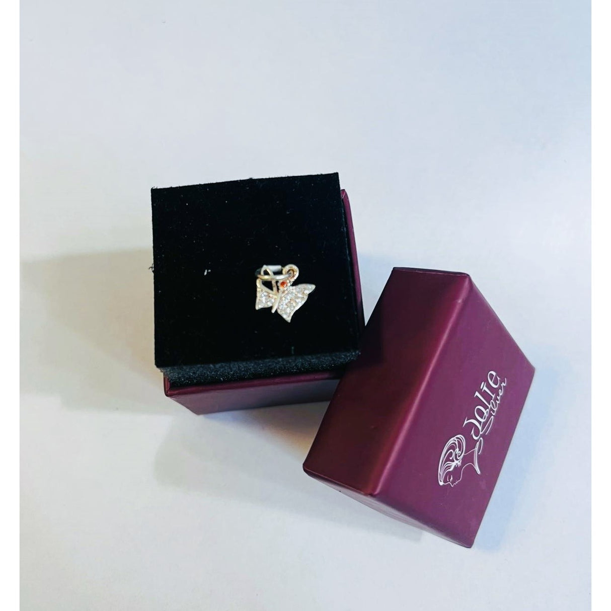 Pandantiv, Jolie Silver, Argint 925, Model Fluture Cu Pietre, 0.5 g, 1 x 1 cm - vivimall.ro