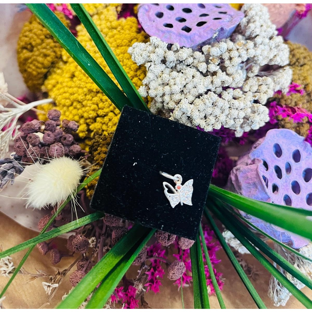 Pandantiv, Jolie Silver, Argint 925, Model Fluture Cu Pietre, 0.5 g, 1 x 1 cm - vivimall.ro