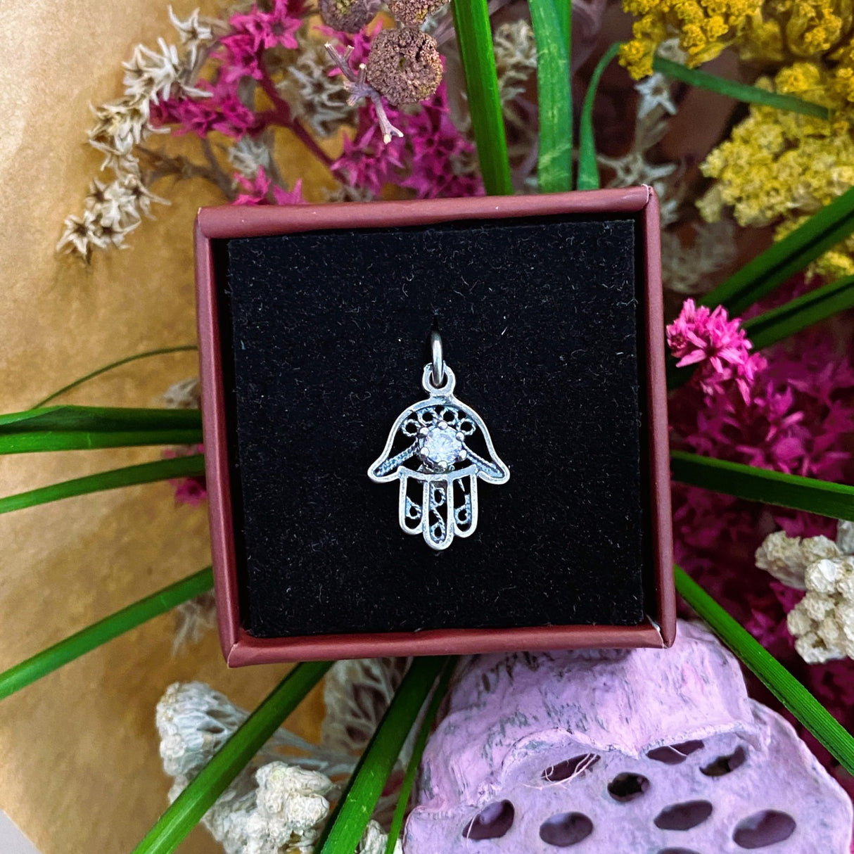 Pandantiv, Jolie Silver, Argint 925, Model Hamza Filigran, 0.9 g, 15x10 mm - vivimall.ro