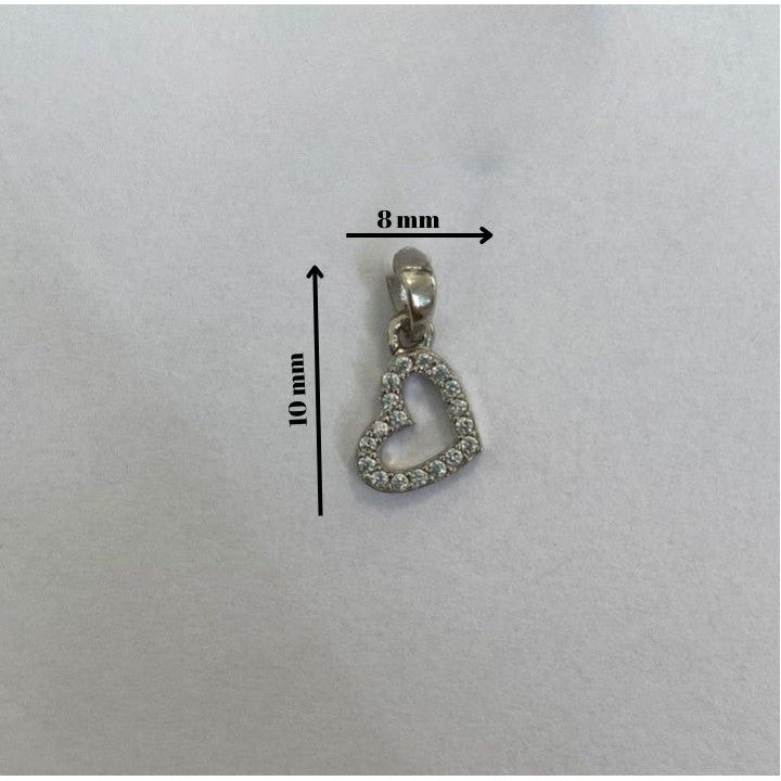 Pandantiv, Jolie Silver, Argint 925, Model Inima Contur cu Pietre Rodiata, 0.6 g, 10 x 8 mm