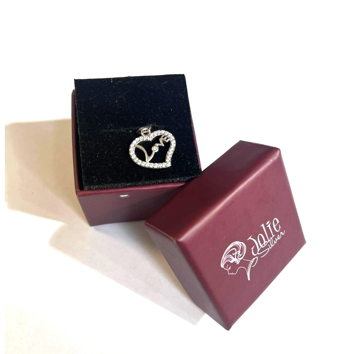 Pandantiv, Jolie Silver, Argint 925, Model Inima Love, 1.2 g, 1.5 x 1.5 cm - vivimall.ro