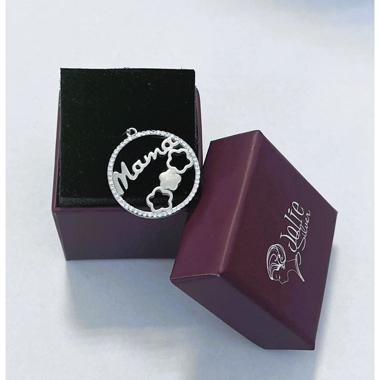 Pandantiv, Jolie Silver, Argint 925, Model Mama (cerc cu flori), Zirconiu, 22 x 22 mm, 3 g - vivimall.ro