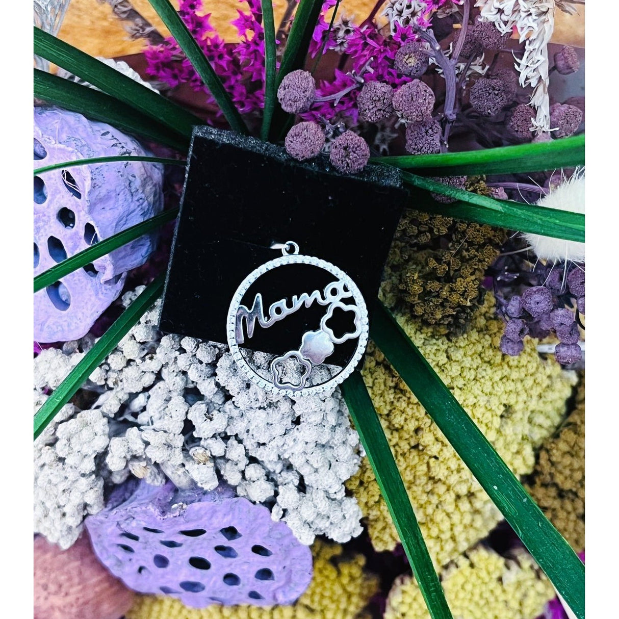 Pandantiv, Jolie Silver, Argint 925, Model Mama (cerc cu flori), Zirconiu, 22 x 22 mm, 3 g - vivimall.ro