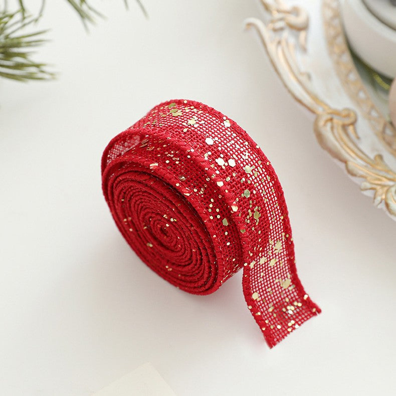 Panglica Decorativa cu Tematica de Craciun, Flippy, Set din 4 bucat + 1 Rulon Ata Rosie Alba, Panglica pentru Cadou de Craciun Brad si Decor, 2 M per bucata, Model Acadele, Rosu - vivimall.ro