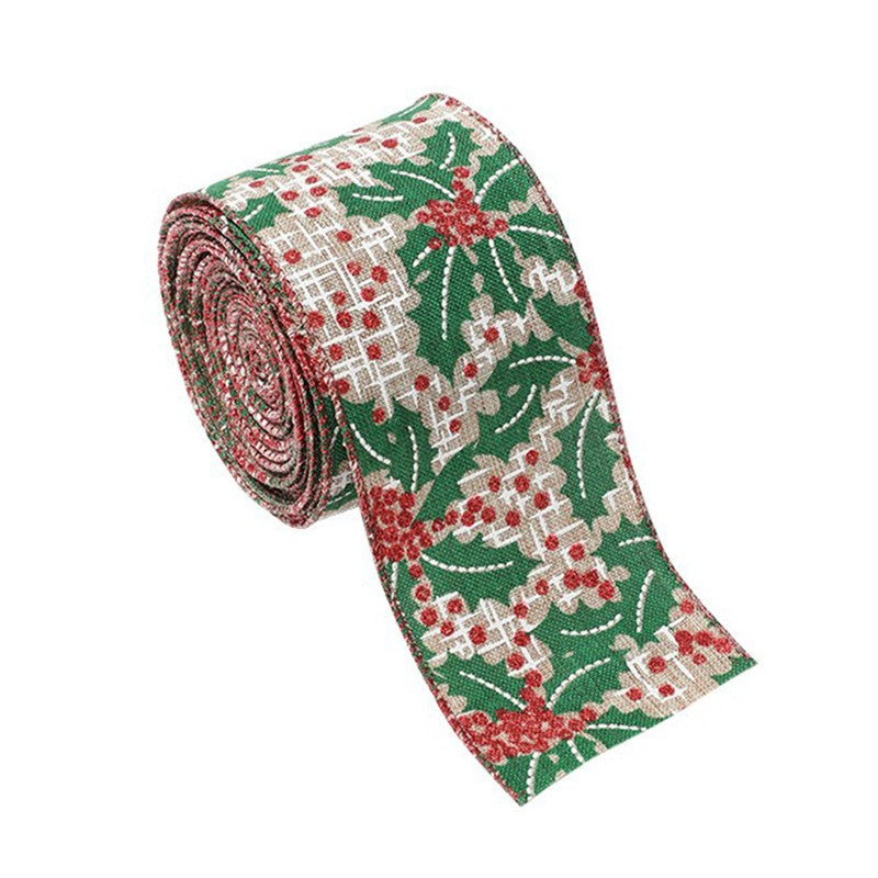 Panglica Decorativa pentru Craciun, Flippy, Ornament pentru Brad de Craciun, Pretreceri, Panglica cu Design Brad de Craciun, 200 x 6.3 cm, Khaki- - vivimall.ro