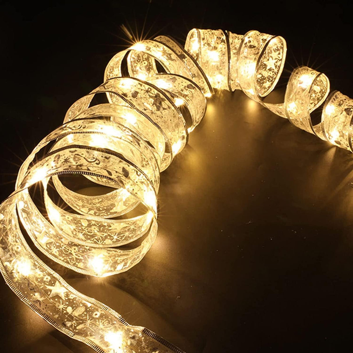 Panglică LED de Crăciun Vivimall Aurie, lungime 10 m , 100 LED-uri, Alb rece