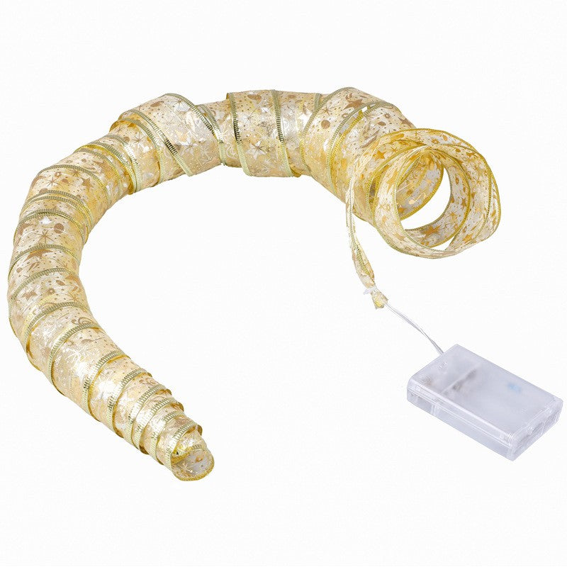 Panglică LED de Crăciun Vivimall Aurie, lungime 4 m , 40 LED-uri, Baterii, Alb cald