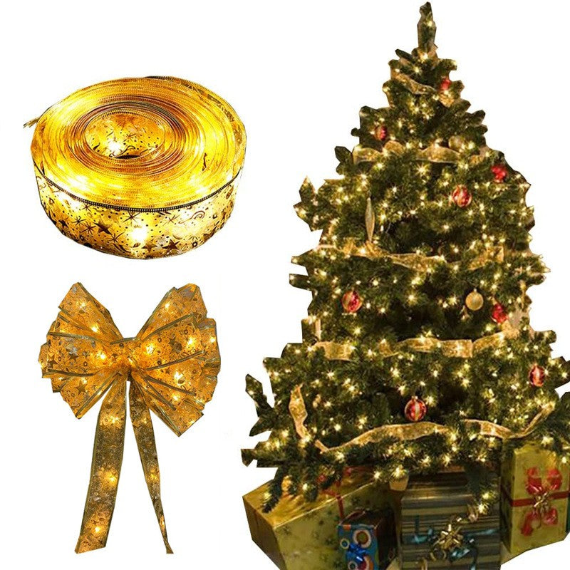 Panglică LED de Crăciun Vivimall Aurie, lungime 4 m , 40 LED-uri, Baterii, Alb cald