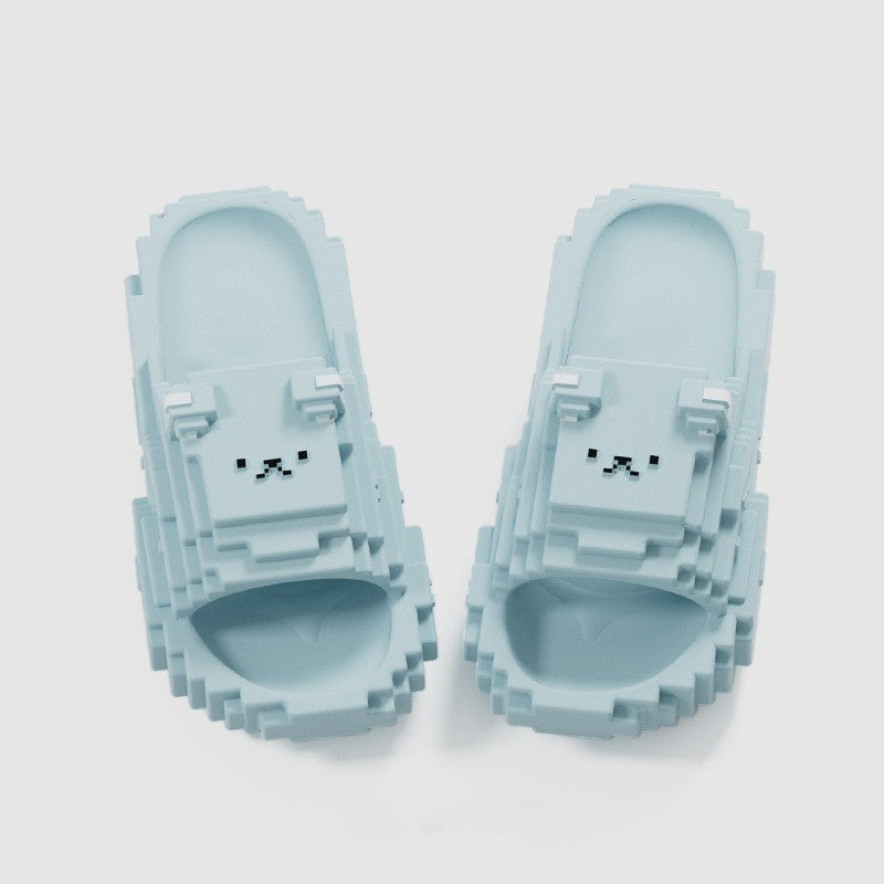 Papuci Casual pentru Adolescenti, Flippy, Model Unisex de Forma Pixel, Rezistenti Usori si Moi din Spuma EVA Antiderapanti, Marime 38-39, Albastru deschis - vivimall.ro