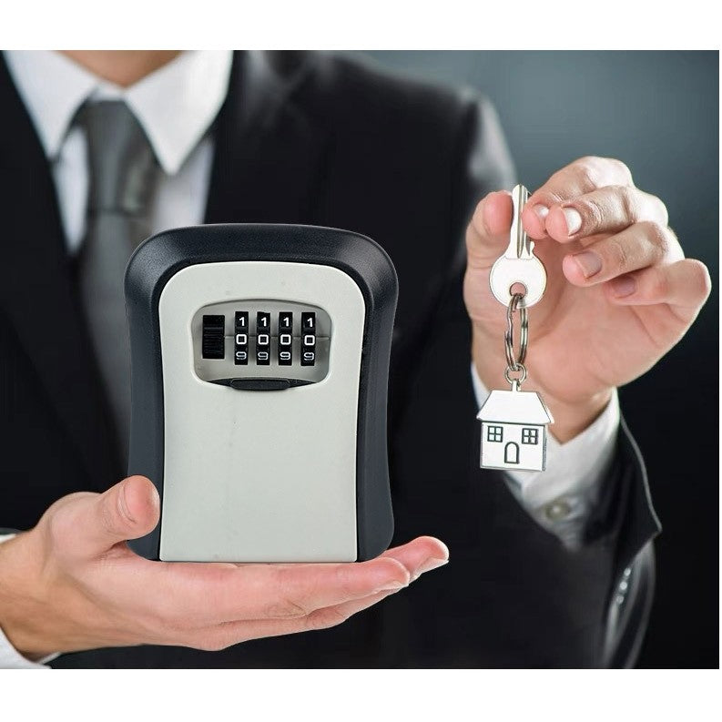 Cutie pentru Chei cu Parola, Flippy, din Aliaj de Aluminiu si Plastic, Cod din 4 Cifre, Impermeabila, Gri - vivimall.ro