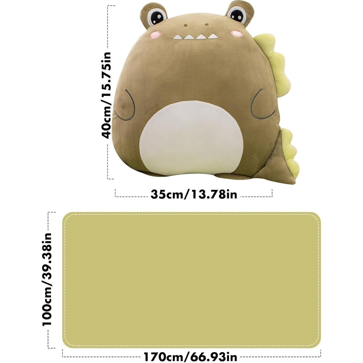 Patura 2in1 pentru Pat sau Canapea, Flippy, Model Jucarie Crocodil cu Spatiu de Depozitare Patura, Microfibra, 1x1.7 m, Verde