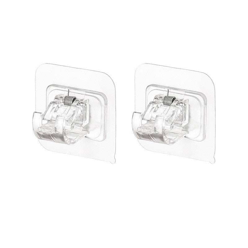 Set 2 cârlige adezive transparente din plastic, vedere frontală, dimensiuni 6x6x4 cm, capacitate 5 kg