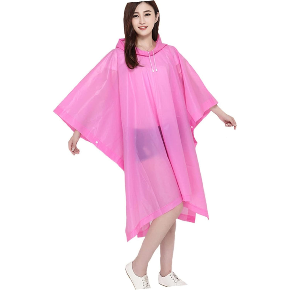 Pelerina de Ploaie, Vivimall, pentru Adulti, EVA, Tip Poncho, Impermeabila, Rezistenta la Vant, Capse Laterale, 160 g, Roz - vivimall.ro