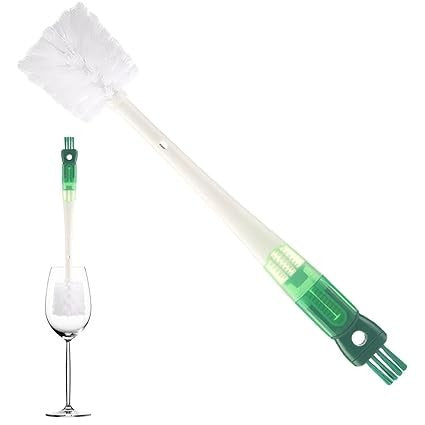 Perie 5 in 1 de Curatat Pahare, Cani, Sticle, Vivimall, cu Maner Lung, Accesorii pentru Spalarea Paielor si Capacelor, Usor de Agatat, 36x7x7cm, Verde-Alb - vivimall.ro