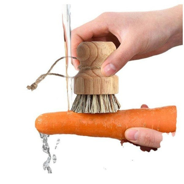 Perie de Curatat Vase si Alimente, Vivimall, din Lemn de Fag, 8 x 5 cm, Perie din Sisal, Bej - vivimall.ro