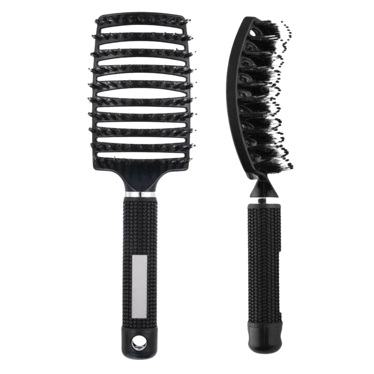 Perie de Par Curbata Ventilata, Flippy, Peri de Mistret + Nylon, Maner Antiderapant, Efect Masaj, Wet & Dry, 24.5 x 6.5 cm, Negru - vivimall.ro