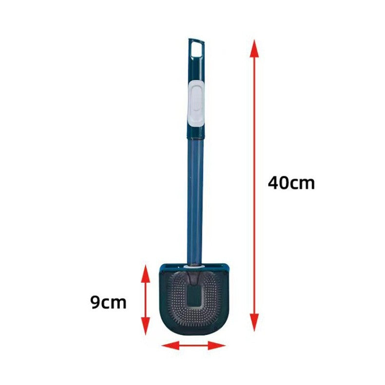 Perie de Toaleta, Vivimall, cu Recipient pentru Detergent, din Plastic+TPR, Montare fara Perforare, 40 x 9 cm, Verde - vivimall.ro