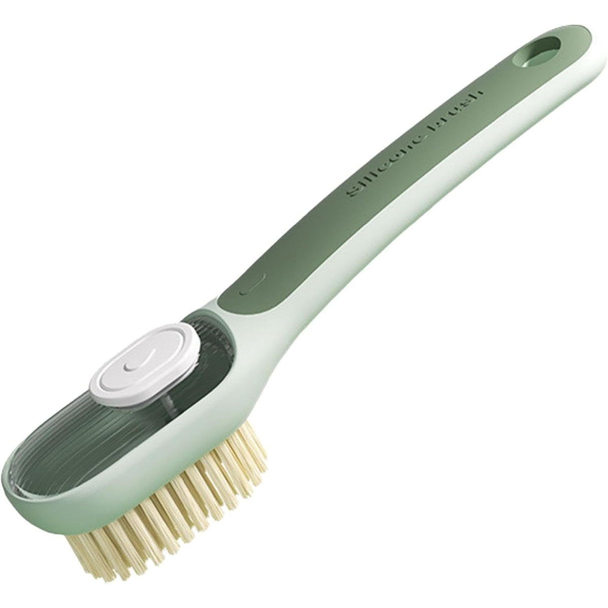 Perie Multifunctionala 2 in 1, Flippy, Perie Densa/Perie din Piele de Caprioara, cu Recipient Lichid, Maner Lung, 20.1x 4.3 x 5 cm, Verde