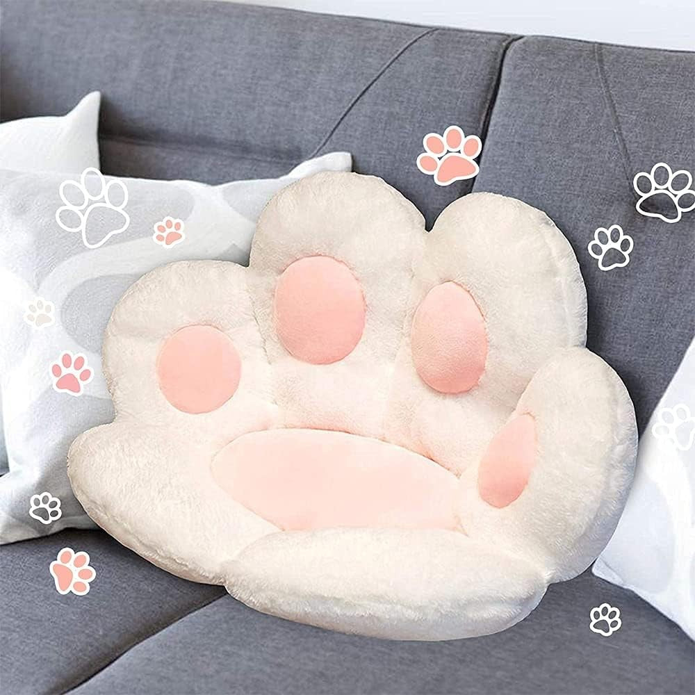 Perna Decorativa, Flippy, Model Laba de Pisica, din Plus, pentru Scaun/Canapea/Podea, 80 x 70 cm, Alb